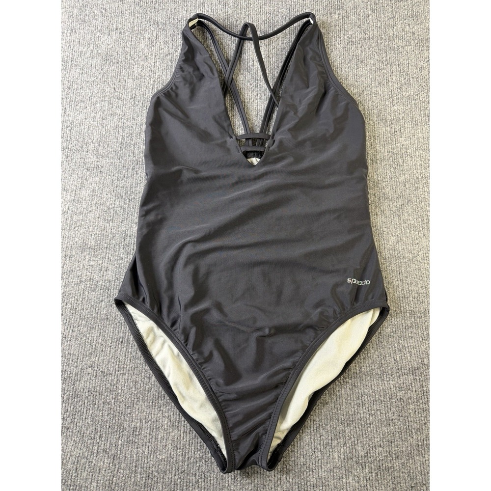 Speedo Black One Piece Swimsuit Strappy Back‎ Women's Size 8